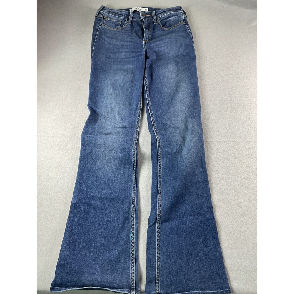Hollister Curvy Mid-Rise Boot Jeans Womens 7L W28 L33 Blue Soft Stretch Denim